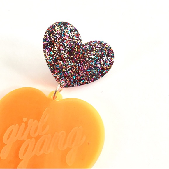 CHICBOMB Jewelry - Lucite multicolor CONFETTI heart earring-GIRL GANG